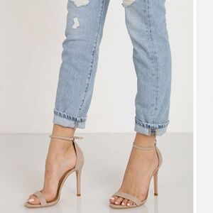 Schutz Cadey Lee nude suede single strap high heels